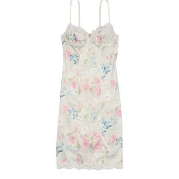 Victoria's Secret Satiny Floral Slip Dress ~ Chemise - Picture 1 of 3